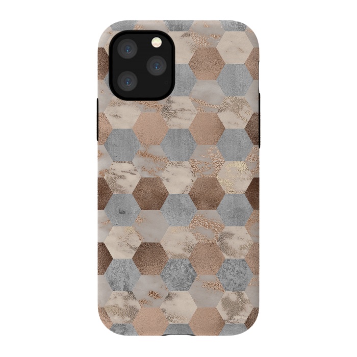 iPhone 11 Pro StrongFit Marble Rose Gold Honeycomb Pattern by  Utart