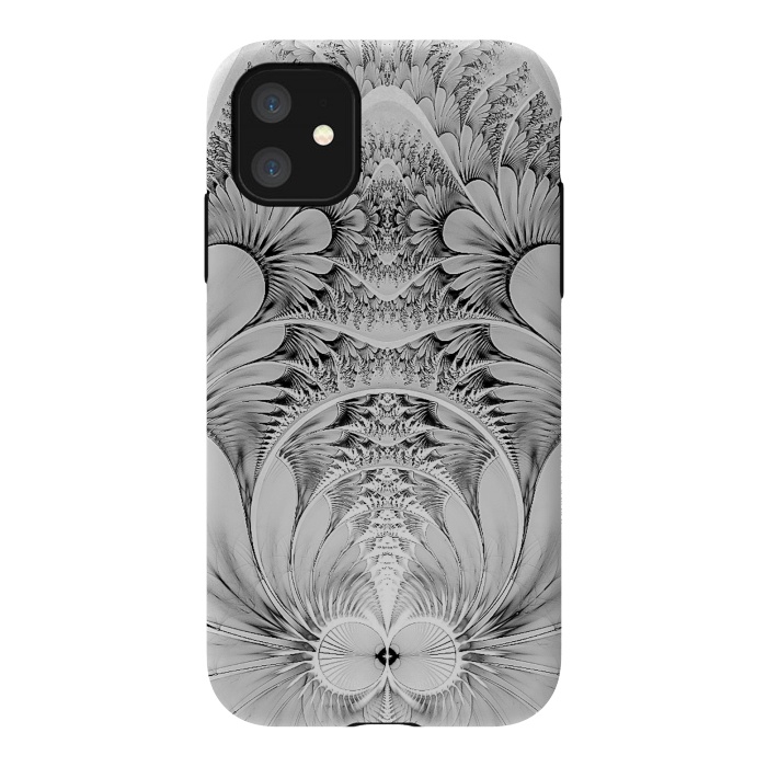 iPhone 11 StrongFit Grey White Florish Fractal by Andrea Haase