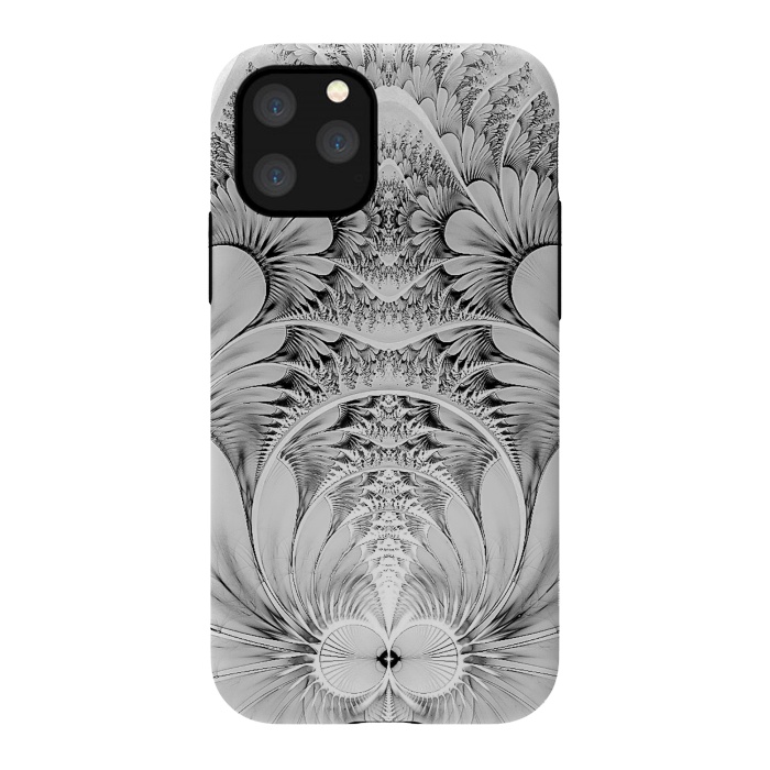 iPhone 11 Pro StrongFit Grey White Florish Fractal by Andrea Haase