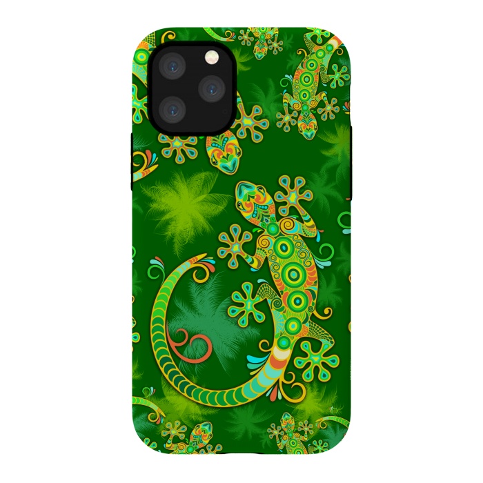 iPhone 11 Pro StrongFit Gecko Lizard Colorful Tattoo Style by BluedarkArt