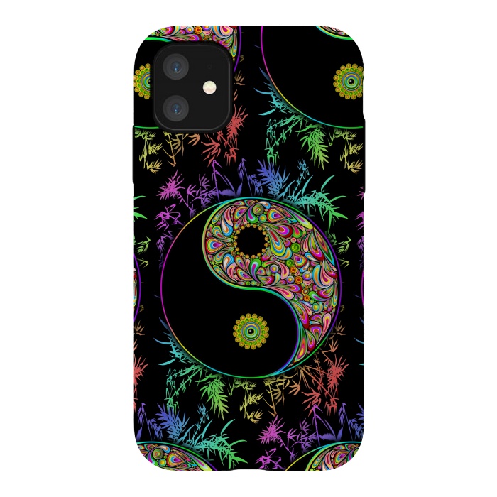 iPhone 11 StrongFit Yin Yang Bamboo Psychedelic by BluedarkArt