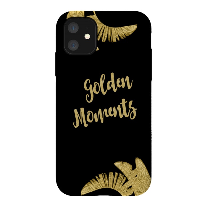 iPhone 11 StrongFit Golden Moments Palm Leaves by Andrea Haase