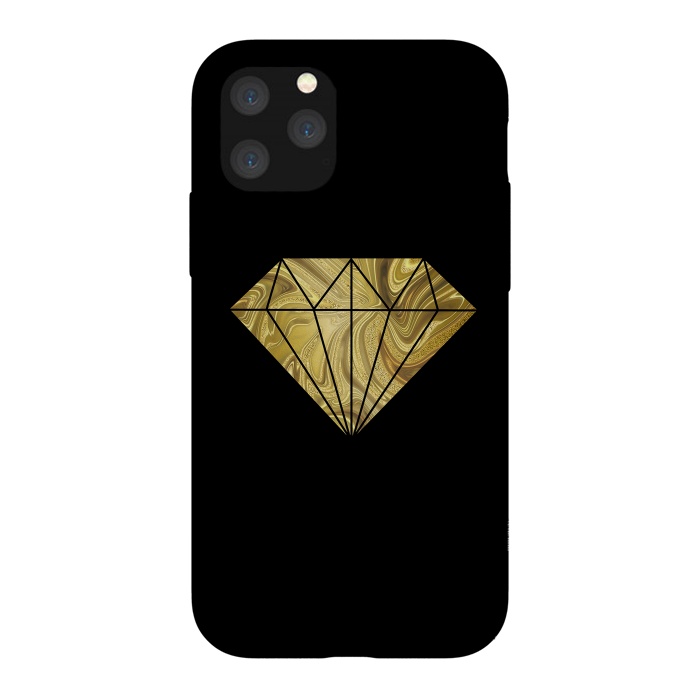 iPhone 11 Pro StrongFit Golden Diamond  Faux Glitter On Black by Andrea Haase