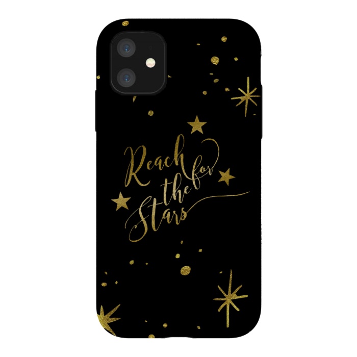 iPhone 11 StrongFit Reach For The Stars Golden Quote by Andrea Haase