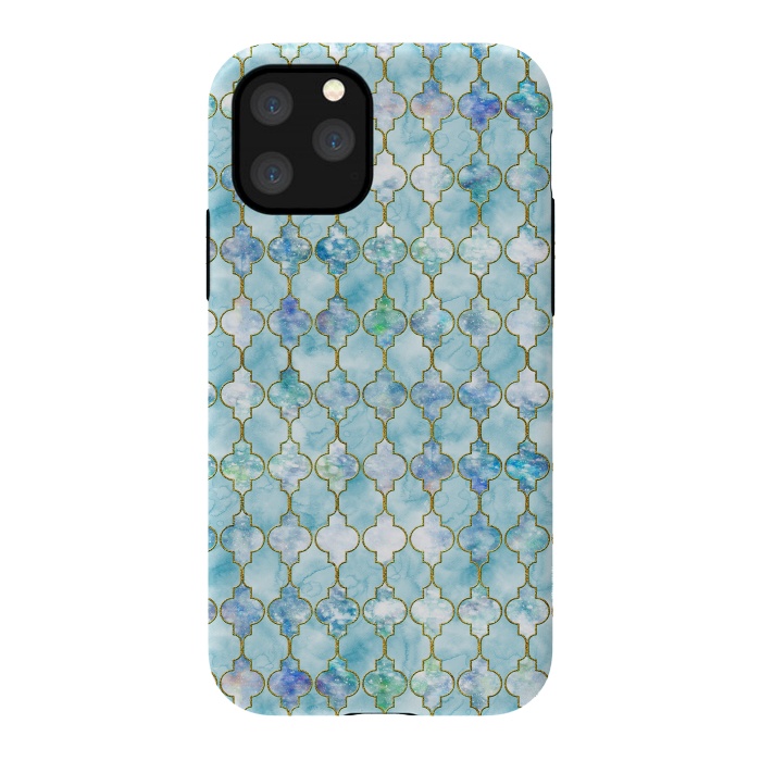 iPhone 11 Pro StrongFit Blue Moroccan Shapes Pattern  by  Utart