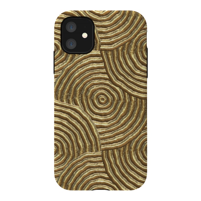 iPhone 11 StrongFit Gold Metal Embossed Circles by Andrea Haase