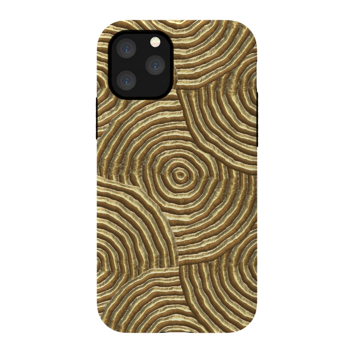 iPhone 11 Pro StrongFit Gold Metal Embossed Circles by Andrea Haase
