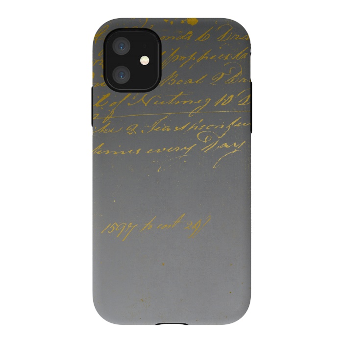 iPhone 11 StrongFit Golden Handwriting by Andrea Haase