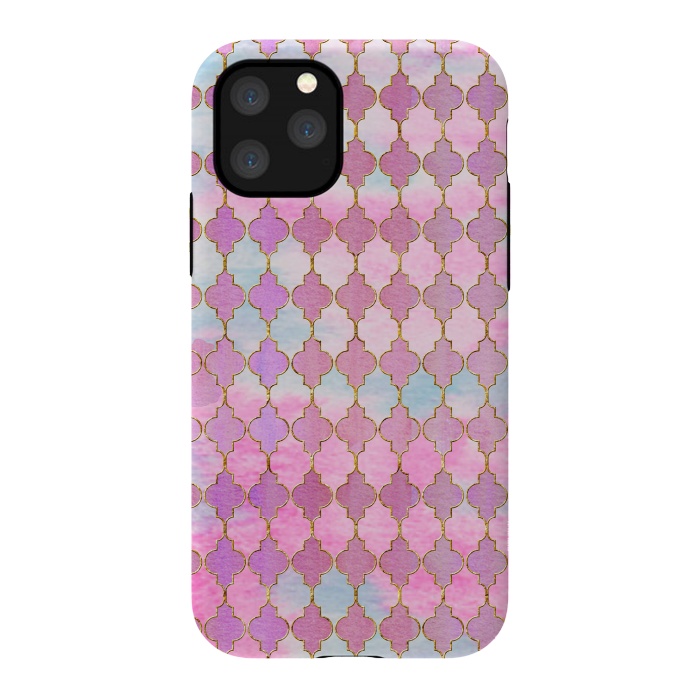 iPhone 11 Pro StrongFit Multicolor Pink Moroccan Shapes Pattern  by  Utart