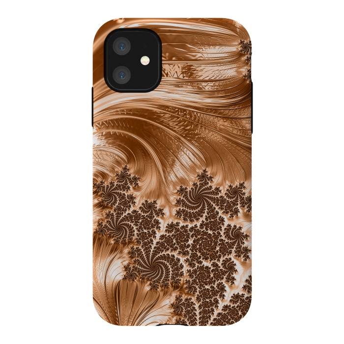 iPhone 11 StrongFit Copper Floral Fractal by Andrea Haase