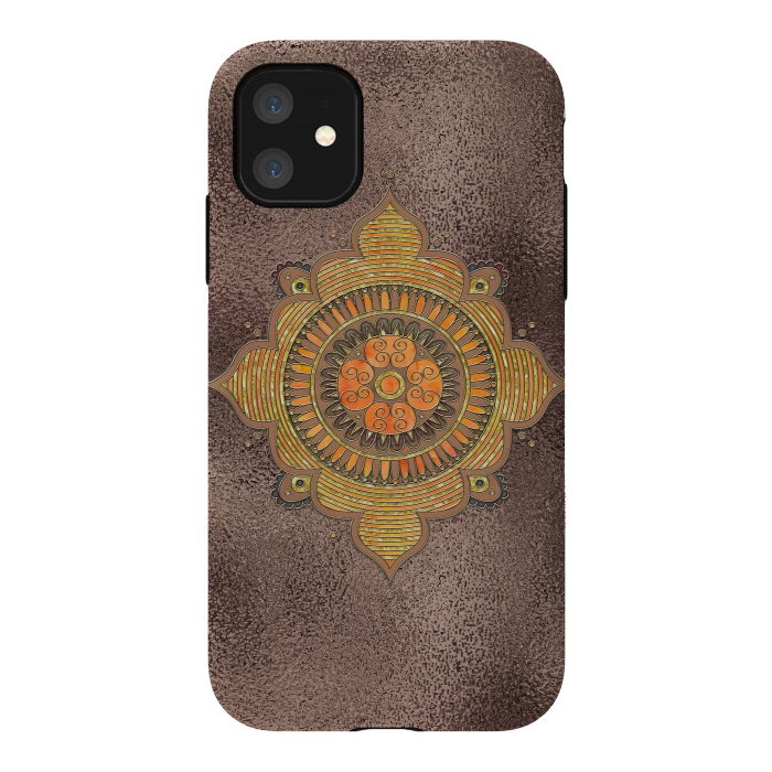 iPhone 11 StrongFit Mandala On Copper 2 by Andrea Haase
