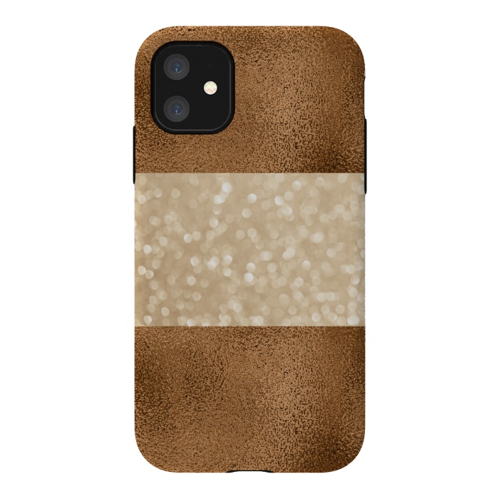 iPhone 11 StrongFit Faux Glitter And Copper by Andrea Haase