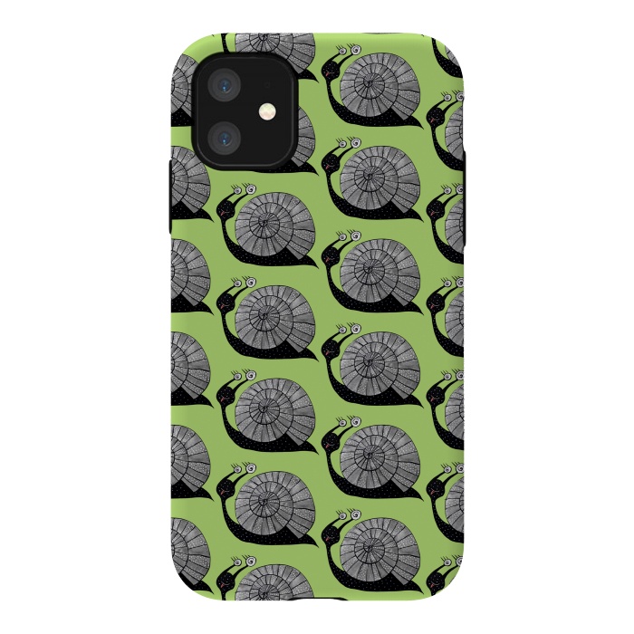 iPhone 11 StrongFit Cartoon Snail With Spiral Eyes Pattern by Boriana Giormova