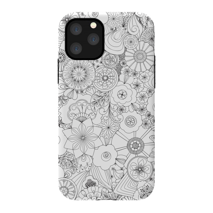iPhone 11 Pro StrongFit 70s Blooms in Black and White by Paula Ohreen
