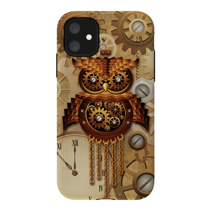 iPhone 11 StrongFit Owl Steampunk Vintage Style by BluedarkArt