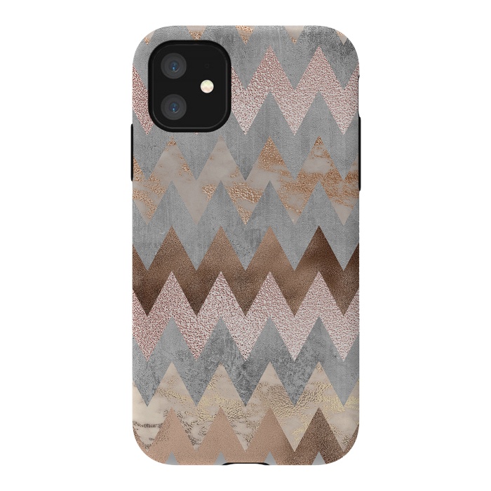 iPhone 11 StrongFit Rose Gold Marble Chevron by  Utart