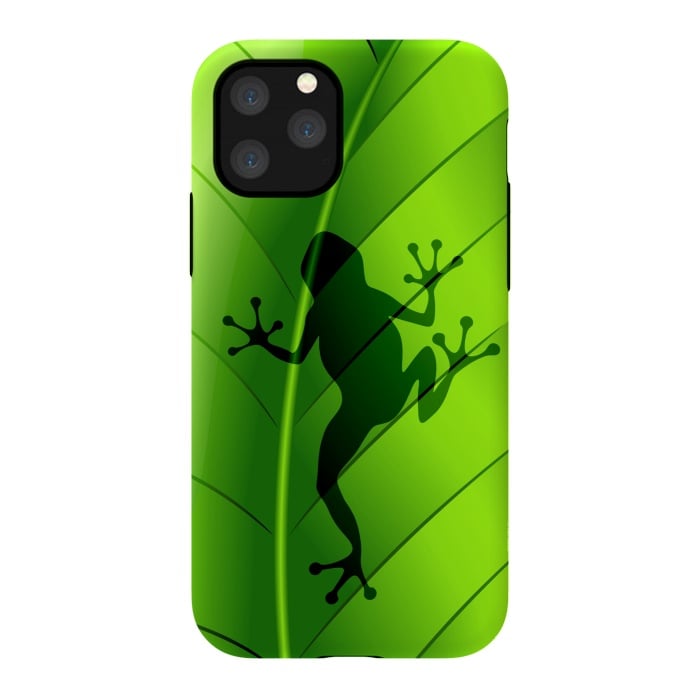 iPhone 11 Pro StrongFit Frog Shape on Green Leaf by BluedarkArt