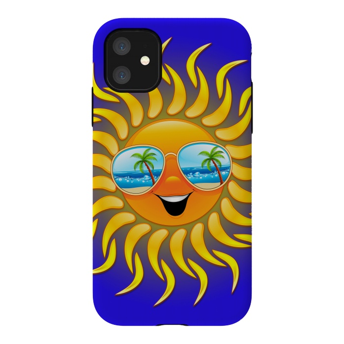 iPhone 11 StrongFit Summer Sun Cartoon with Sunglasses by BluedarkArt