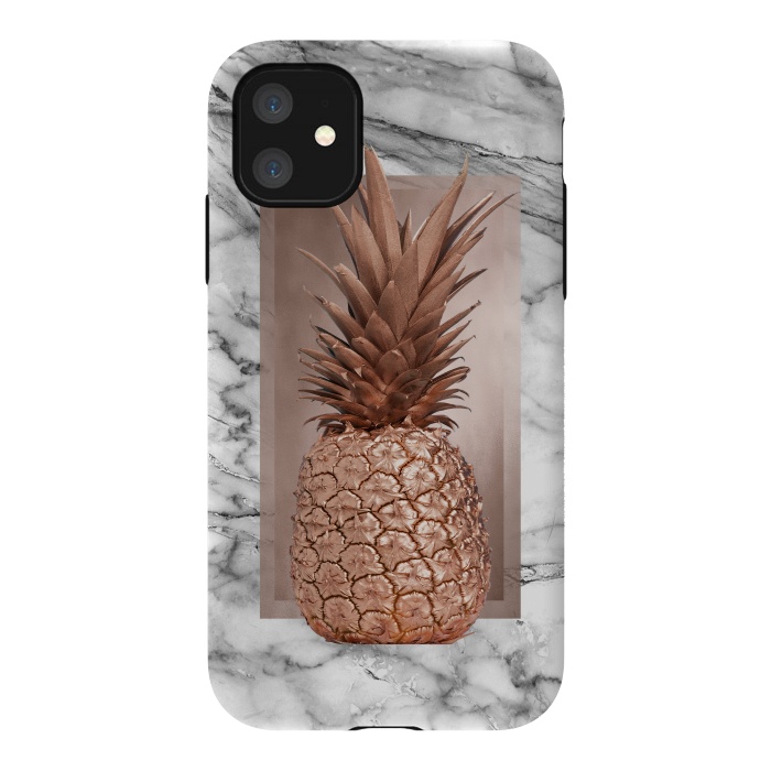 iPhone 11 StrongFit Copper Pineapple on Gray Marble  by  Utart