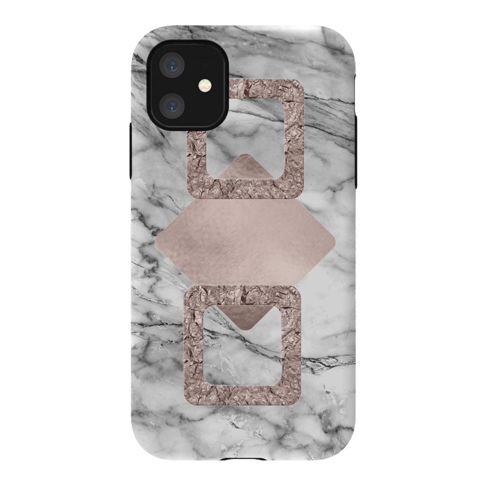 iPhone 11 StrongFit Rose Gold Geometric Shapes on Marble by  Utart