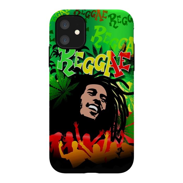 iPhone 11 StrongFit Reggae RastaMan Music Colors Fun and Marijuana by BluedarkArt