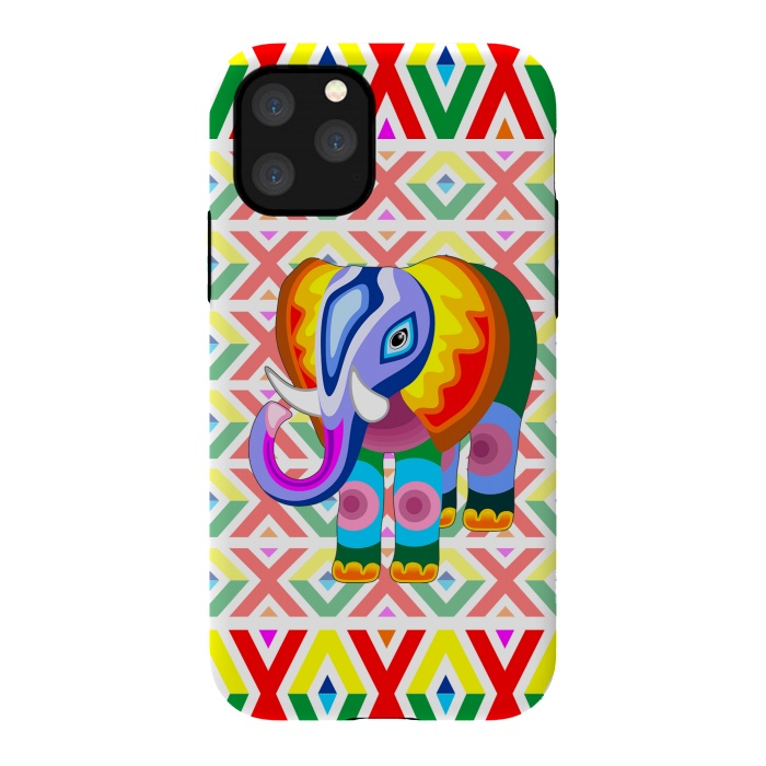 iPhone 11 Pro StrongFit Elephant Rainbow Colors Patchwork by BluedarkArt