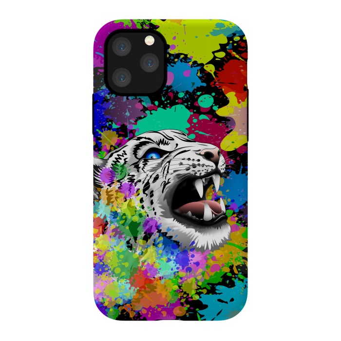 iPhone 11 Pro StrongFit Leopard Psychedelic Paint Splats by BluedarkArt