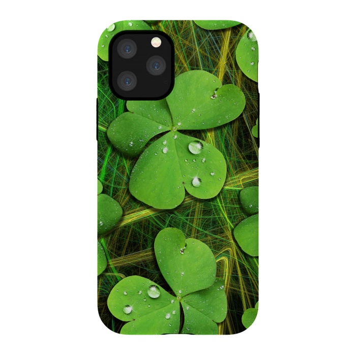 iPhone 11 Pro StrongFit Shamrocks St Patrick with Dew Drops by BluedarkArt