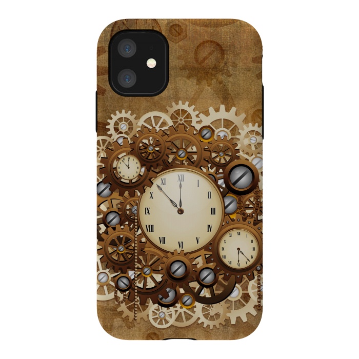 iPhone 11 StrongFit Steampunk Clocks and Gears Vintage Style  by BluedarkArt