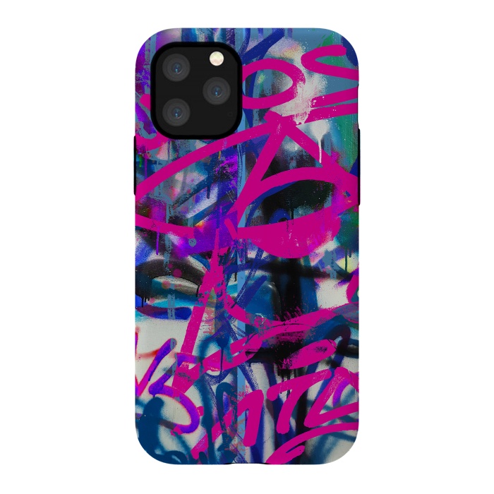 iPhone 11 Pro StrongFit Grafitti Writing Pink Blue by Andrea Haase
