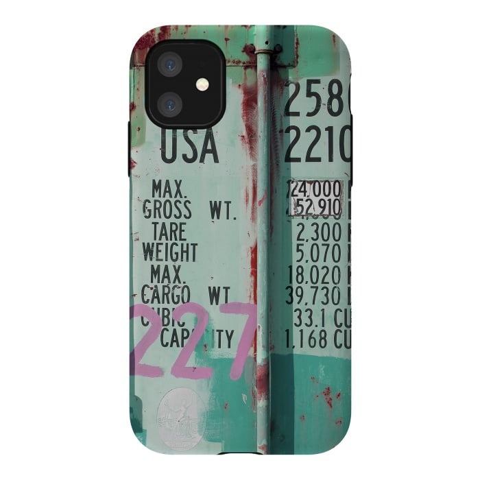 iPhone 11 StrongFit Turquoise Grafitti Container by Andrea Haase
