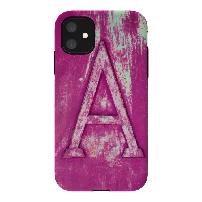 iPhone 11 StrongFit Grunge Style Pink Letter A by Andrea Haase