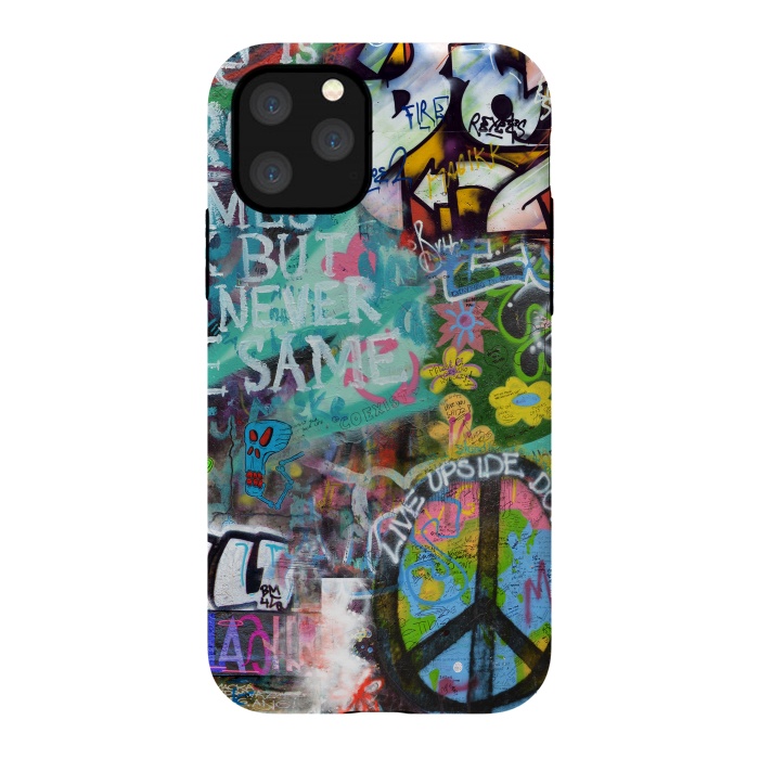 iPhone 11 Pro StrongFit Graffiti Text And Peace Sign by Andrea Haase