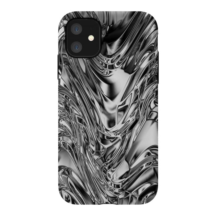 iPhone 11 StrongFit Silver Aluminium Molten Metal Digital Texture by BluedarkArt