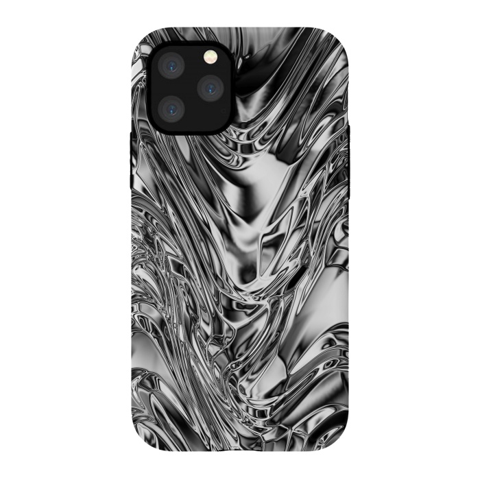 iPhone 11 Pro StrongFit Silver Aluminium Molten Metal Digital Texture by BluedarkArt
