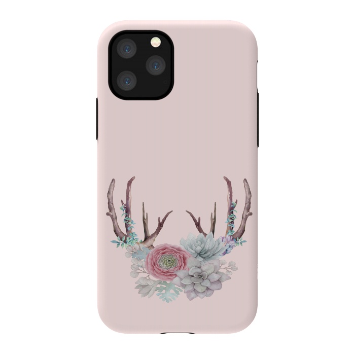 iPhone 11 Pro StrongFit Bohomian Art- Antlers Flowers and Cactus by  Utart