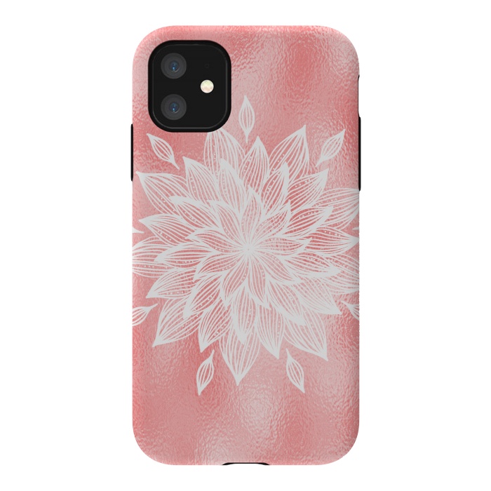 iPhone 11 StrongFit White Mandala on Pink Metal by  Utart