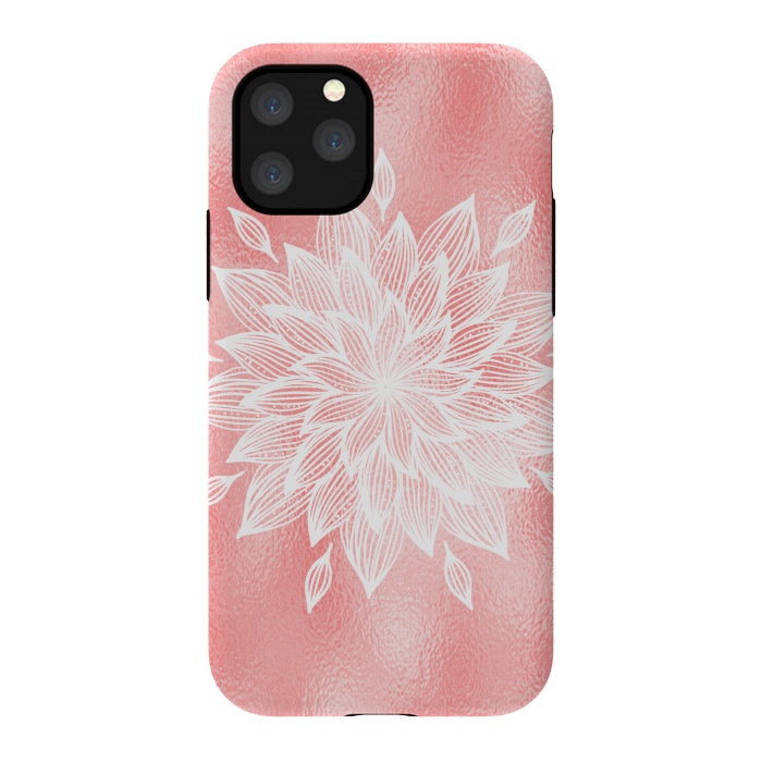 iPhone 11 Pro StrongFit White Mandala on Pink Metal by  Utart