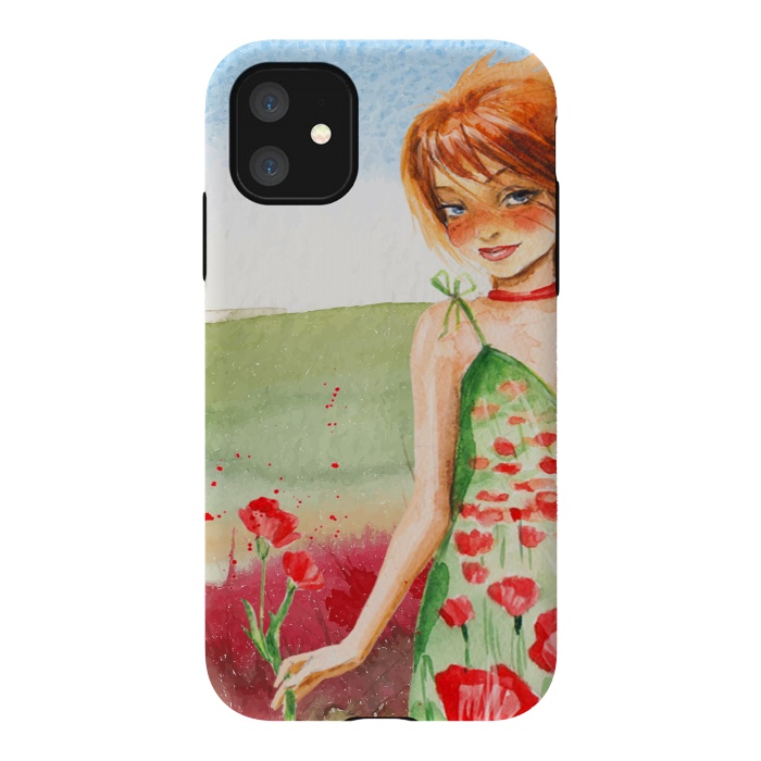 iPhone 11 StrongFit Summer Girl in Poppy field by  Utart