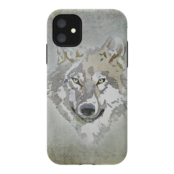 iPhone 11 StrongFit Wolf Head Watercolor Art 2 by Andrea Haase