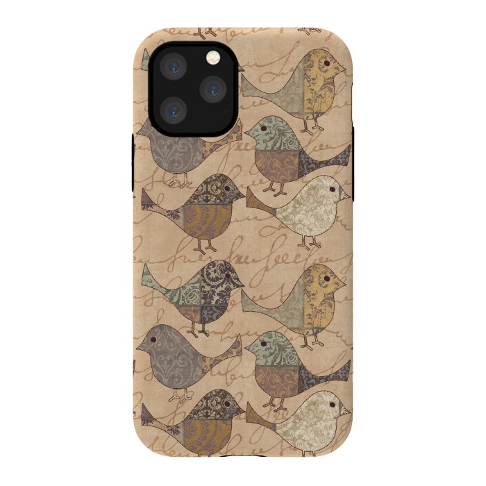 iPhone 11 Pro StrongFit Patchwork Bird Pattern by Andrea Haase