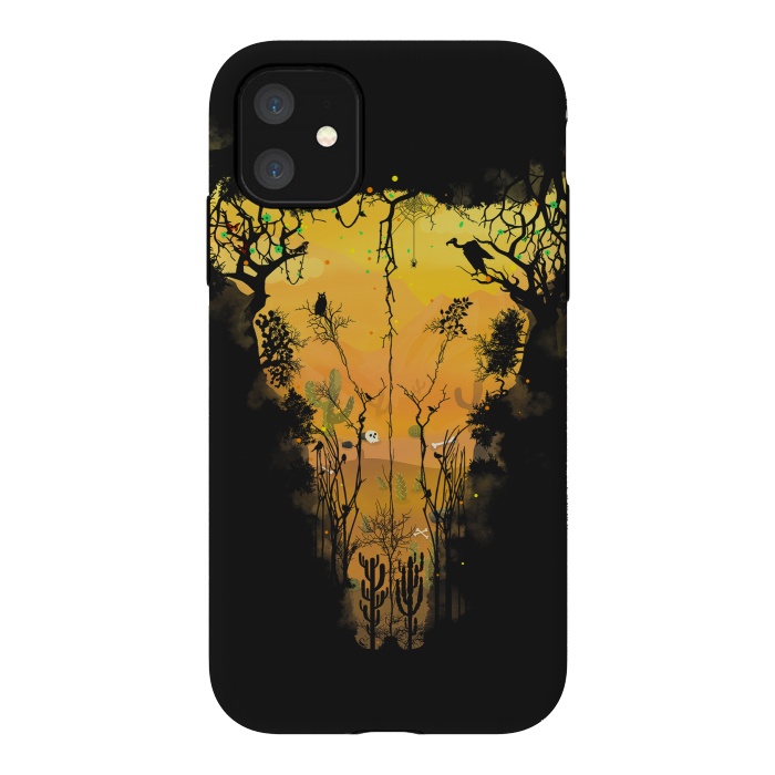 iPhone 11 StrongFit Dark Desert Cow Skull by Sitchko