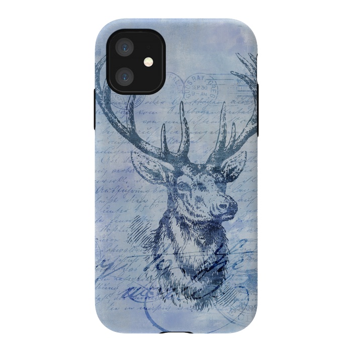iPhone 11 StrongFit Blue Nostalgic Deer by Andrea Haase