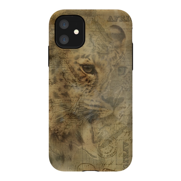 iPhone 11 StrongFit Cheetah Vintage Style by Andrea Haase