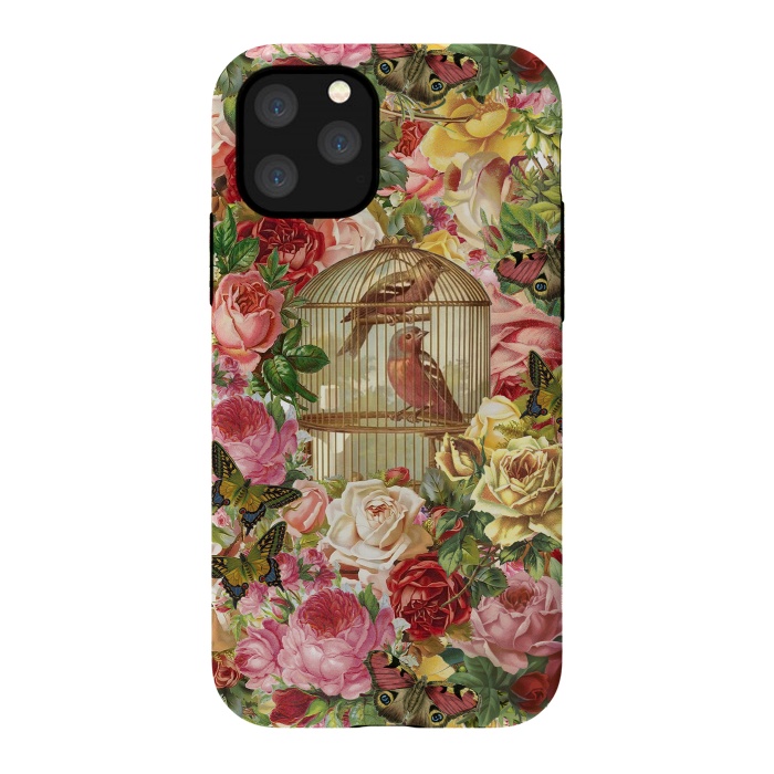 iPhone 11 Pro StrongFit Vintage Bird Cage and Flowers by Andrea Haase