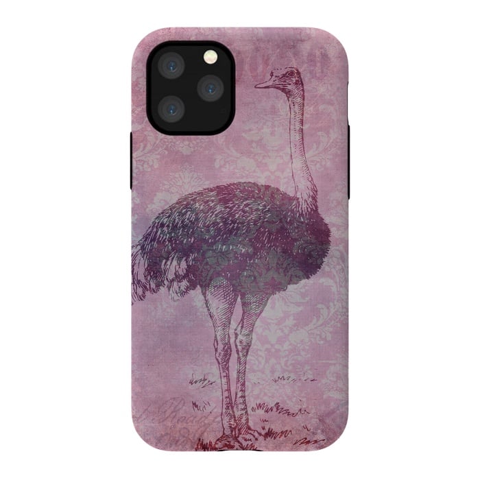 iPhone 11 Pro StrongFit Vintage Pink Ostrich Art by Andrea Haase