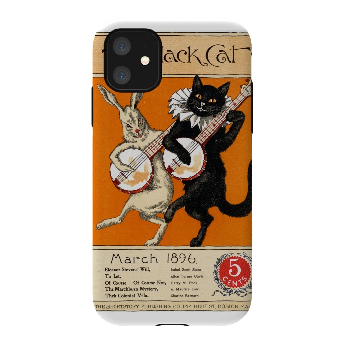 iPhone 11 StrongFit Cat And Rabbit Vintage Poster by Andrea Haase