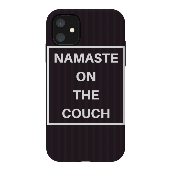 iPhone 11 StrongFit namaste on the couch by MALLIKA