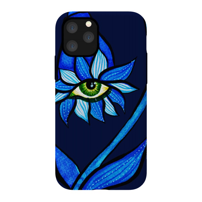 iPhone 11 Pro StrongFit Blue Staring Creepy Eye Flower by Boriana Giormova