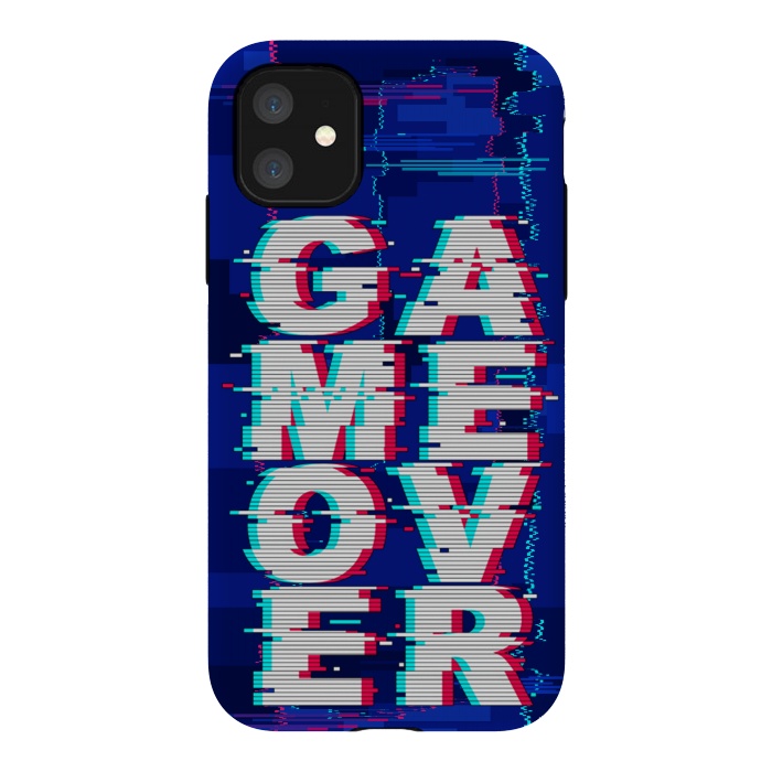 iPhone 11 StrongFit Game Over Glitch Text Distorted by BluedarkArt